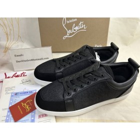 Christian Louboutin Rantulow Orlato Sneakers Veau Velours Lino E Pelle Di Vitello Nero