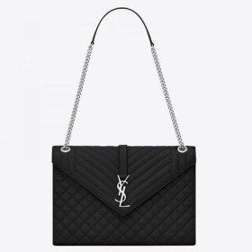 Saint Laurent Busta Grande Noir Borsa In Pelle A Grana Saint Laurent Borse