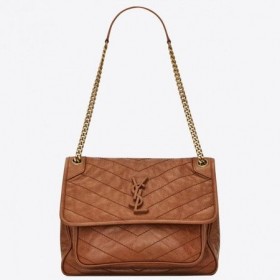 Saint Laurent Media Niki Borsa In Pelle Di Vitello Marrone Saint Laurent Borse