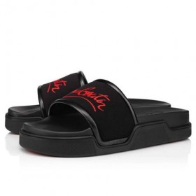 Christian Louboutin Navy Piscina In Neoprene Nero Sandalo