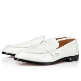 Christian Louboutin Oxford Alcun Soldo Piatto Bianco Di Vitello