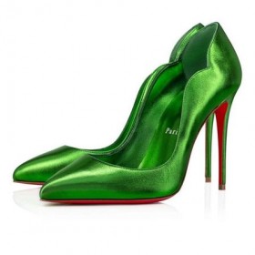 Christian Louboutin Pompe di Pulcino Caldo in Pelle 100mm Spinaci/lin Spinaci Scarpe