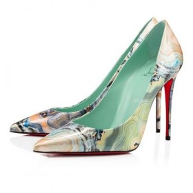 Christian Louboutin Pompe di Kate 100 mm Multi/lin Ossi di Brevetto