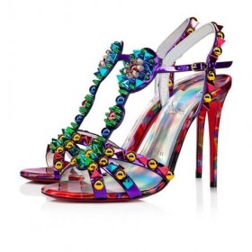 Christian Louboutin Sandalo Goldora 100 mm Vers Multi/mix Multi Ab/lin La Brevetto