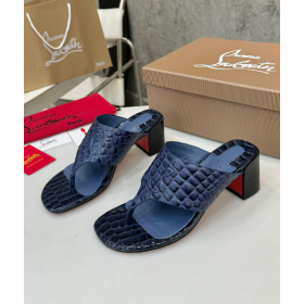 Christian Louboutin Cl Tongamule 55 Mm Mules Alligator Embossed Calf Leather Blue