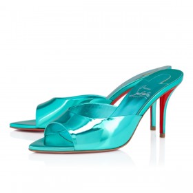 Christian Louboutin Miss Z Mule 100 Mm Mules Patent Laminated Calf Leather Iceberg Blue