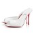Christian Louboutin Pompe di 100 mm Nero/lin Nero Bianco/lin Bianco Brevetto Vitello Sandalo