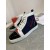 Christian Louboutin Louis Flat Ad Alta-Top Sneakers Patent Pelle Scamosciata Blu Nero