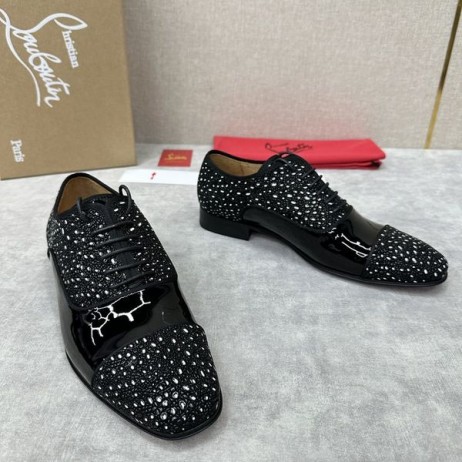 ストリー Greggoオックスフォードパテントレザー製のものRhinestones黒