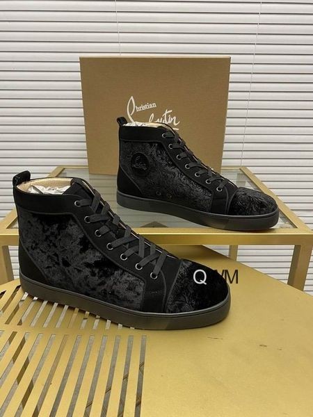 ストリールイスOrlatoの高いトップスニーカー Veau Veloursパターン黒
