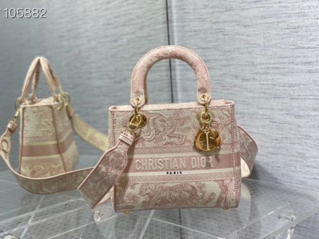 ディオールD-LiteバッグピンクToile deジュの刺繍