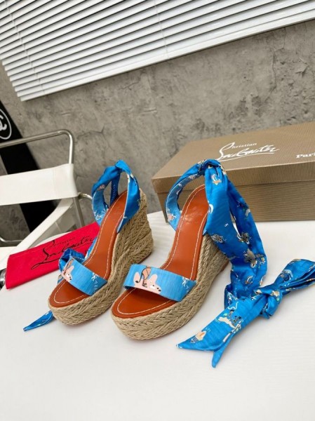 ストリーモニカDu砂漠110mm Espadrilleウェッジサテン青
