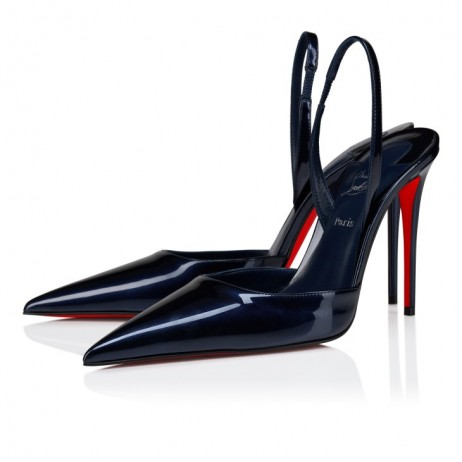 Christian Louboutin Kate Max O Sling 100 Mm Slingback Pumps Pearlescent Patent Calf Leather Zaffiro