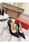 ストリー Lipstrass CrêPe結晶-ポンプの装飾が施100MM布黒