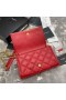 サンローランWOC Beckyチェーンの財布には赤Lambskin