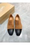 DiscouChristian ー Gregossic平オックスフォードスパイクCalfskinやスエードの黒褐色