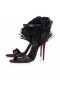 ストリー Loubigirl Raffia100mm検サンダルNappa革Raffia黒CL靴