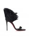 ストリー Loubigirl Raffia100mm検サンダルNappa革Raffia黒CL靴