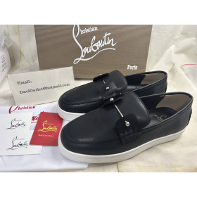 Christian Louboutin Chambeliboat Boat Shoes Calf Leather Black