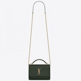 サンローランWOC夕日チェーン財布緑Calfskin