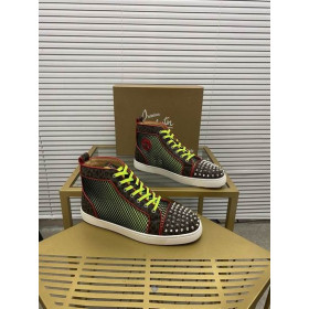 Christian Louboutin Lou Spikes Orlato High-top Sneakers Patent Leather and Canvas Multicolor