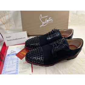 ストリー-ルイス-平Oxfords Calfskinや布黒