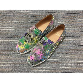 ストリー Pikボートのスパイクの滑り-平坦な多色CL靴