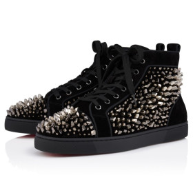 Christian Louboutin Louis Riptilis High-Top Sneakers Veau Velours Black