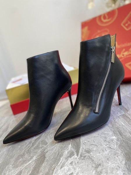 Christian Louboutin BirgiKate Ankel Boots 85mm Sort Kalveskinn