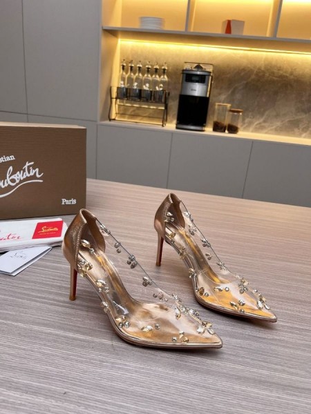 Christian Louboutin Degraqueen Pump 85Mm Pumper Pvc Nappa Lys Fersken