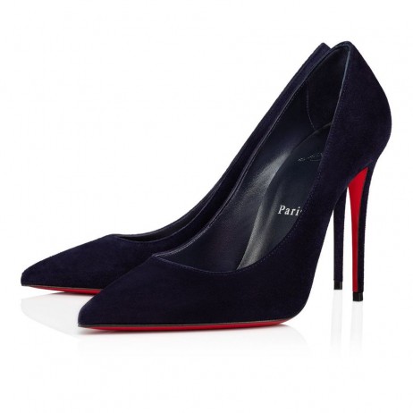 Christian Louboutin Kate Pumper 100mm Veau Velours Blekk Blå Christian Louboutin Butikk