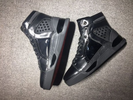 Christian Louboutin Loubikick Flatskjerm Høye Sneakers Kalveskinn Patent Leather Black