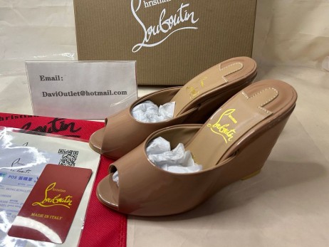 Christian Louboutin Meg Dolly Zeppa 85mm Patent Skinn Kiler Naken