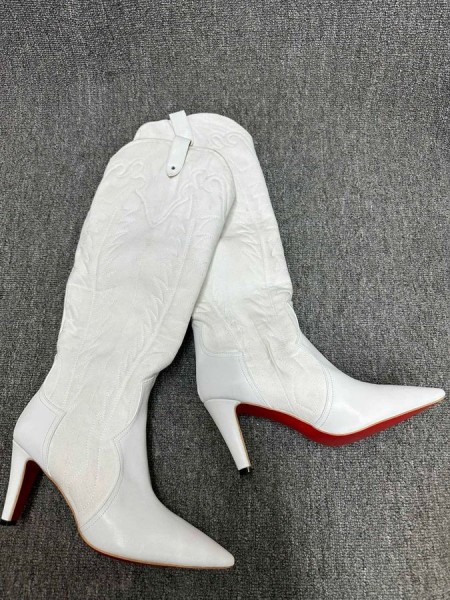 Christian Louboutin Santia Botta 85 Mm Støvler Veau Velours Hvit