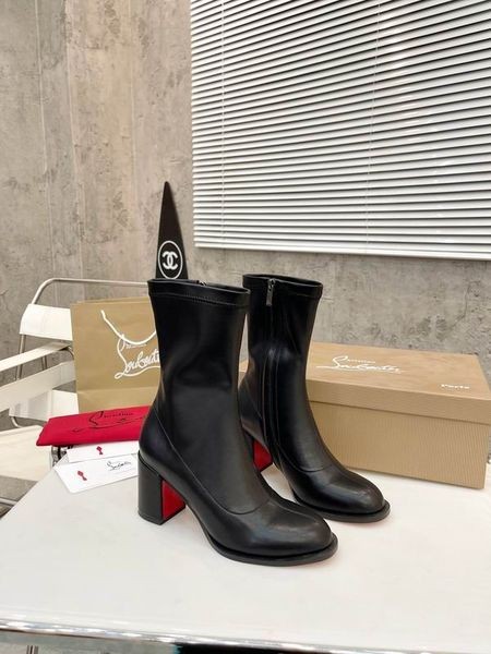 Christian Louboutin Stretchadoxa 70 Mm Lave Støvler Strukket Sort Kalveskinn