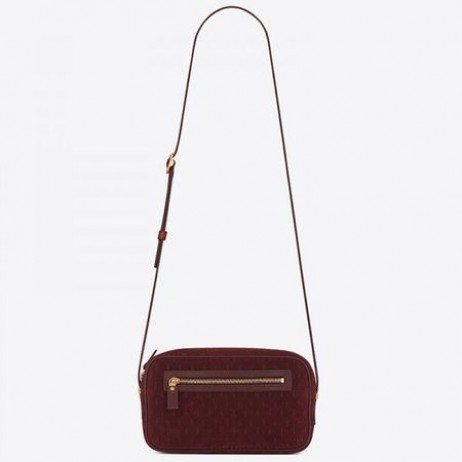 Saint Laurent Monogram Over Kamera Bag Bordeaux Semsket Skinn