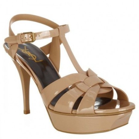 Saint Laurent Hyllest Sandaler Mørke Dune Patent Skinn Saint Laurent Sko