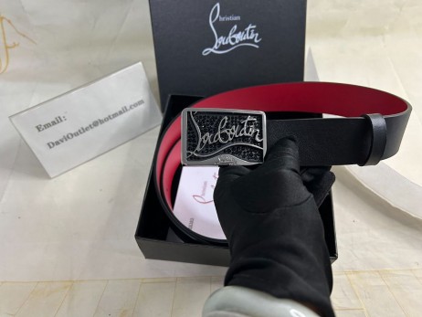 Christian Louboutin Ricky Belte 35mm Kalv Skinn Sort Spenne Pigger