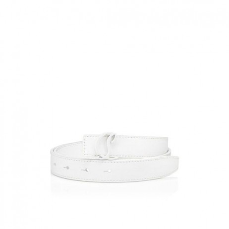 Christian Louboutin Cl-Logoen Belte Kalv Skinn Bianco