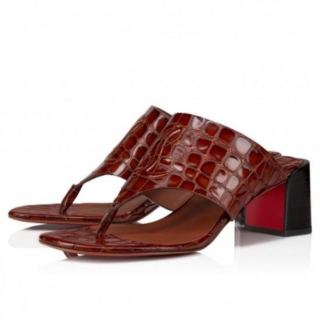 Christian Louboutin Cl Tongamule 55 Mm Muldyr Alligator Preget Kalveskinn Acajou