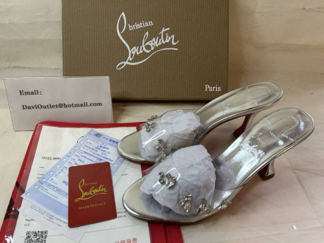 Christian Louboutin Degraqueen 85 Mm PVC Nappa Muldyr Crystal Christian Louboutin Sko