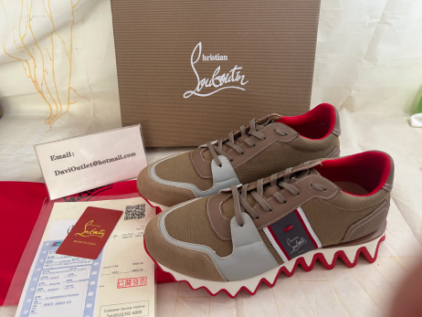 Christian Louboutin Nastroshark Menn Joggesko Kalv Skinn Og Bomull Saharienne