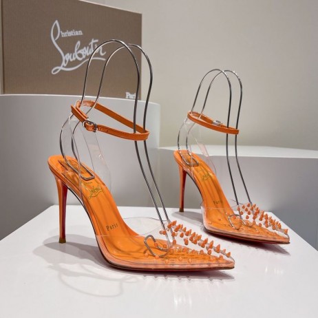 Christian Louboutin Spikoo 100mm Pumper PVC Og Lær Oransje