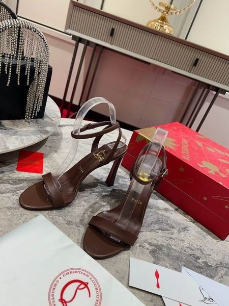Christian Louboutin Condorapik Queen Sandaler 100mm Nappa Skinn Kaffe
