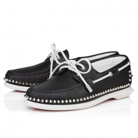 Christian Louboutin Gerockel Boat Sko Svart Kalv Skinn CL Sko