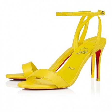 Christian Louboutin Loubigirl 85 Mm Sandaler Nappa Skinn Gule Queen Christian Louboutin Sko