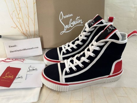 Christian Louboutin Pedro Menn Joggesko-Canva Svart Christian Louboutin Sko