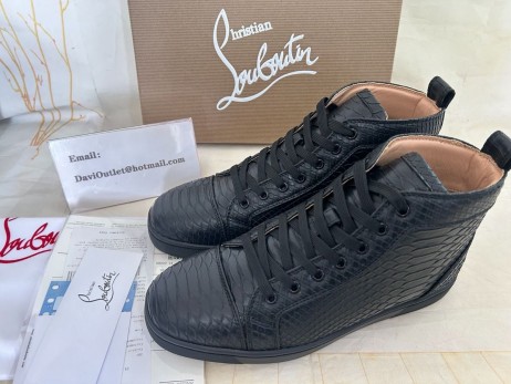 Christian Louboutin Rantus Orlato Flatskjerm High Top Sneakers Svart Python