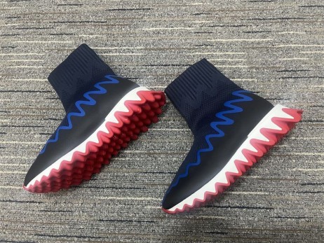 Christian Louboutin Sharky Sokk Menn Joggesko Strikk Mesh Blå