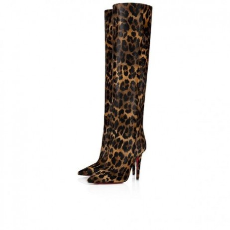 Christian Louboutin Astrilarge Botta 100 Mm Støvler Ponni Kitty Leopard Print Christian Louboutin Sko